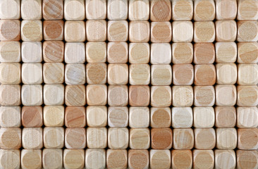 Close up background of wooden dice shaped blocks