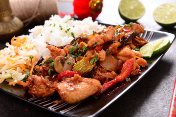 Oriental dish - rice with chicken