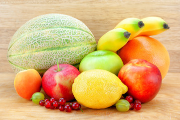 Fruits on wooden table