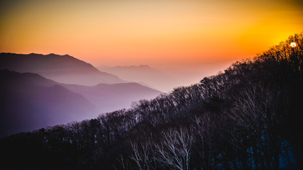 Sunrise in Pyeong Chang in South Korea