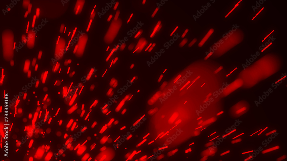 Aufkleber Fire flying sparks. Abstract light background of particles. Red sparks. 3D rendering.