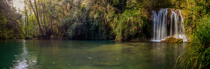 Beautiful panoramic picture from a waterfall in Spain
