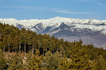 Beautiful mountain silhouette from Spain in winter, near the small village Alp