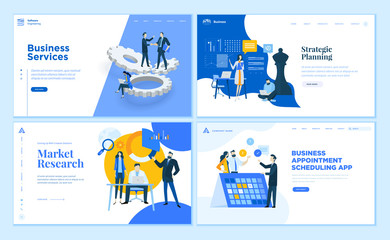 Obraz na płótnie Canvas Set of flat design web page templates of business apps and services, strategic planning, market research . Modern vector illustration concepts for website and mobile website development. 