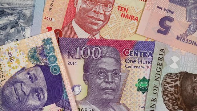 Nigeria naira banknotes rotation, Nigerian bank notes. 4K ultra hd video clip