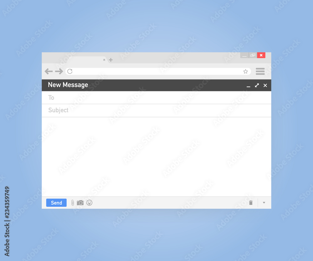 Poster email template. blank e-mail browser window. mail message web page vector frame. vector illustration