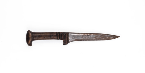 ancient weapon, hunting knife on a white background