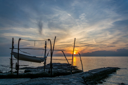 H&auml;ngende Boote in Savudrija, Istiren, Kroatien