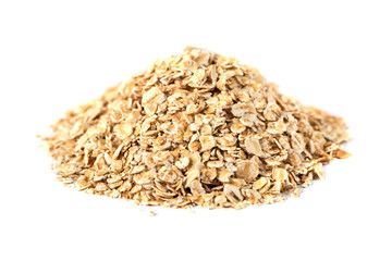 rolled oats flakes on a white background