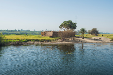 View of river nile in Egypt showing riverbank
