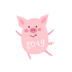 funny card design with cartoon pig with the cup of coffee