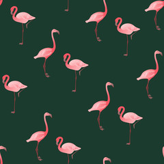 Seamless pattern with flamingo. Vector summer background.
