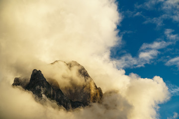 mountain peak in the clouds