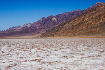 Vibrant view of Badwater basin, endorheic basin in Death Valley National Park, Death Valley, Inyo County California, USA