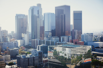 Obraz na płótnie Canvas View of downtown Los Angeles, seen from observation deck of Los Angeles City Hall