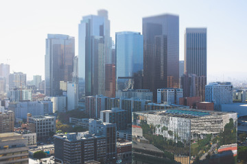 Fototapeta premium Widok na centrum Los Angeles, widziany z tarasu widokowego ratusza w Los Angeles