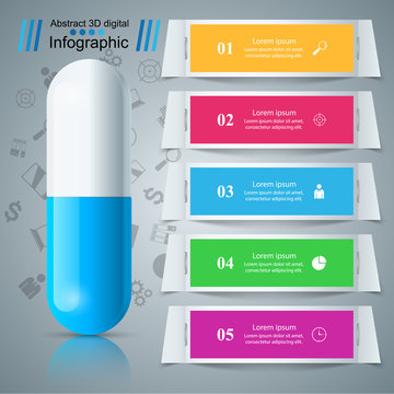 Tablet, pill, pharmacology infographic.