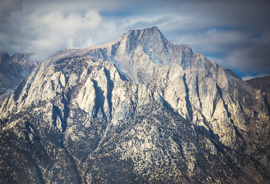View of Lone Pine Peak, east side of the Sierra Nevada range, the town of Lone Pine, California, Inyo County, United States of America, Inyo National Forest