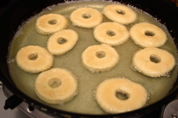 the process of cooking donuts