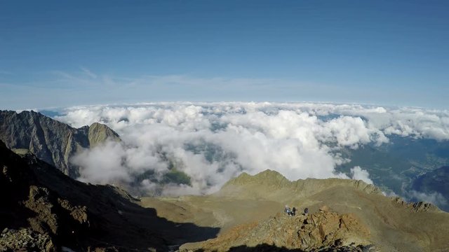 Alps panoramic view from Gouter route at 3600 meters in Chamonix, France. at Mont Blanc expedition