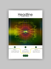 Futuristic future sci fi atom with internet technology and business interface background with numbers. Infographic data. HUD. Cover template for journals, conference, banner, book.   illustration