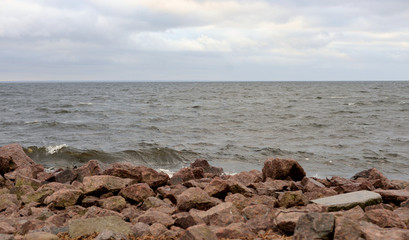 Granite rocks on coast of Baltic sea.