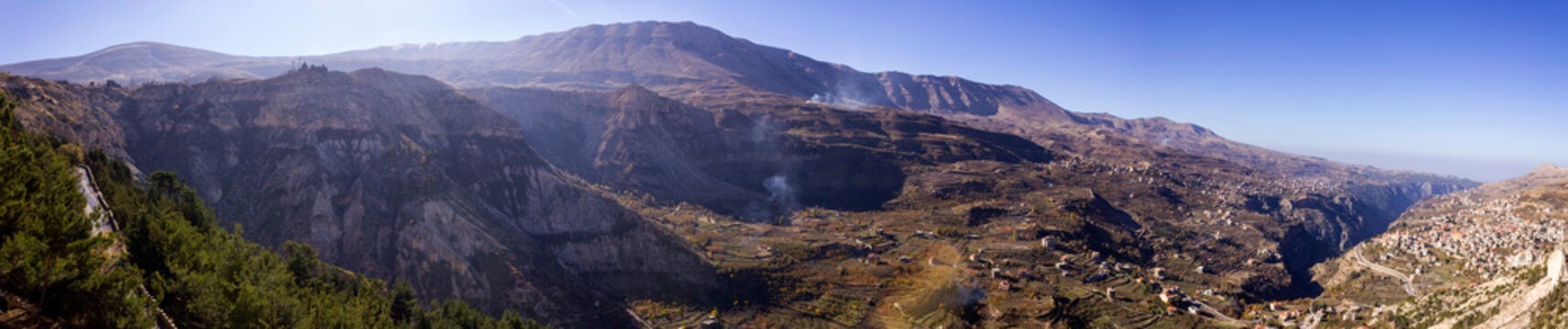 Landscape view to mountains and Kadisha Valley aka Holy Valley , Lebanon.