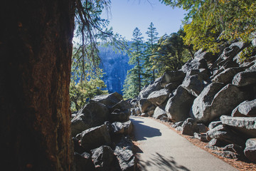 View of Mist Trail of Yosemite National park, Sierra Nevada, California, United States of America
