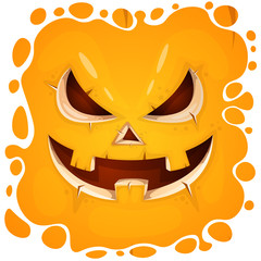 Funny, cute crazy pumpkin character. Halloween illustration. For printing on T-shirts.