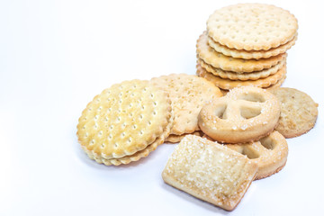 galletas y bolleria con fondo blanco