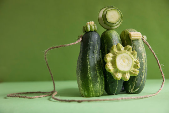 Pieces of a pickle in the shape of a camera