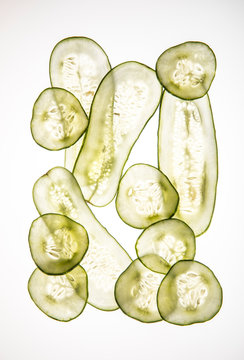 An assortment of transparent pickles