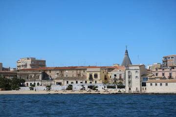 Boatstrip around Syracuse at Mediterranean Sea, Sicily Italy