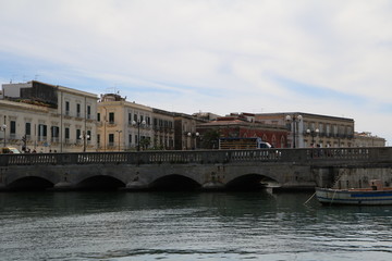 Fototapeta premium Ponte Umbertino in Syracuse at Mediterranean Sea, Sicily Italy