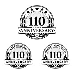 110 Years Anniversary Set. 110th Celebration Logo Collection. Vector and illustration. 
