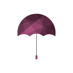 Umbrella icon. Umbrella in wine-red colours on a white background. Vector illustration.  