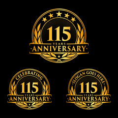 115 Years Anniversary Set. 115th Celebration Logo Collection. Vector and illustration. 
