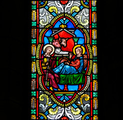 Nativity Scene - Stained Glass in Monaco Cathedral