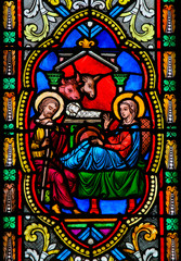 Nativity Scene - Stained Glass in Monaco Cathedral