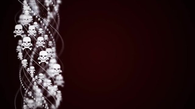 Skulls, Danger Concept Symbols, Skeleton Animation, Background, Rendering, Loop, 4k
