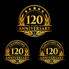 120 Years Anniversary Set. 120th Celebration Logo Collection. Vector and illustration. 
