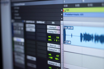 Fototapeta premium Recording studio audio controls