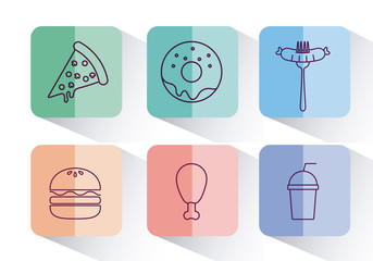set of fast food and drink icon