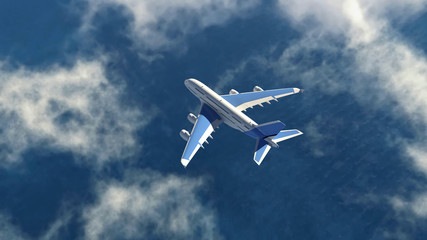 air plane is flying in a cloudy sky