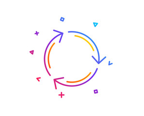 Recycle arrow line icon. Recycling waste symbol. Reduce and Reuse sign. Gradient line button. Recycling icon design. Colorful geometric shapes. Vector