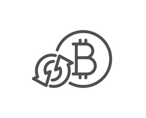 Bitcoin line icon. Refresh cryptocurrency coin sign. Crypto money symbol. Quality design flat app element. Editable stroke Refresh bitcoin icon. Vector