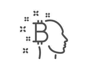 Bitcoin think line icon. Cryptocurrency head sign. Crypto money symbol. Quality design flat app element. Editable stroke Bitcoin think icon. Vector
