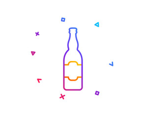 Beer bottle line icon. Pub Craft beer sign. Brewery beverage symbol. Gradient line button. Beer bottle icon design. Colorful geometric shapes. Vector