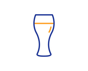 Beer glass line icon. Pub Craft beer sign. Brewery beverage symbol. Colorful outline concept. Blue and orange thin line color icon. Beer glass Vector