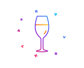 Wine glass line icon. Burgundy glass sign. Gradient line button. Wineglass icon design. Colorful geometric shapes. Vector